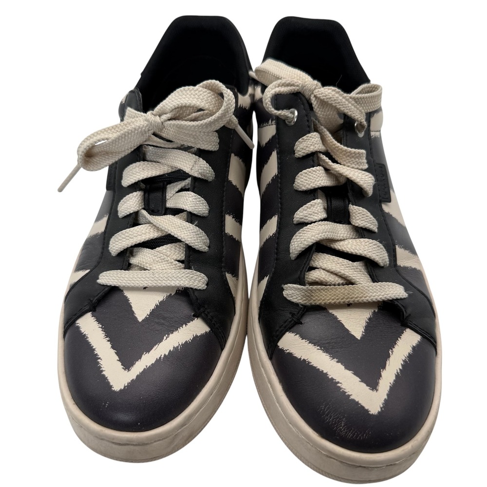 Coach C0337 Sneakers Womens 8B Black Zebra Stripe Leather Low Top Trainers